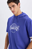 DeFactoFit NBA Los Angeles Lakers Oversize Geniş Kalıp Kapüşonlu Sırt Baskılı Kısa Kollu Tişört B3895AX25SPPR488