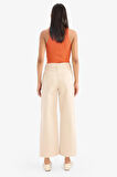 Culotte Gabardin Kumaş Pantolon Yüksek Bel Geniş Paça