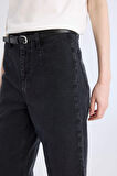 DeFacto Culotte Yüksek Bel Rahat Kalıp Bilek Boy İspanyol Paça Kemerli Jean Yıkamalı Pantolon D5887AX25SPNM40