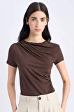 Slim Fit Dar Kesim Kayık Yaka Soft Touch Kısa Kollu Tişört