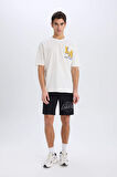 DeFactoFit NBA Los Angeles Lakers Standart Fit Kargo Cepli Kısa Paça Şort B3920AX25SPBK81