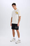 DeFactoFit NBA Los Angeles Lakers Standart Fit Kargo Cepli Kısa Paça Şort B3920AX25SPBK81