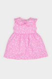 Kız Bebek Çiçekli Kolsuz Twill Elbise