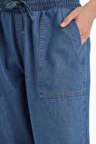 Pull On Carrot Fit  Yüksek Bel Crop Fit Yumuşak Jean Pantolon