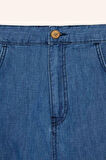 Pull On Carrot Fit  Yüksek Bel Crop Fit Yumuşak Jean Pantolon