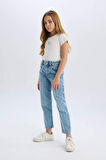 Kız Çocuk Mom Fit Standart Paça Jean Pantolon