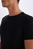 DeFacto Premium Slim Fit Dar Kesim Bisiklet Yaka Kısa Kollu Modal Üst Z8085AZ24WNBK81