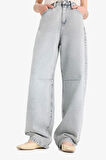 Baggy Fit Yüksek Bel Düz Paça Uzun Jean Görünümlü Pantolon