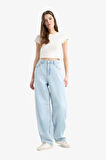 Baggy Fit Yüksek Bel Düz Paça Jean Pantolon