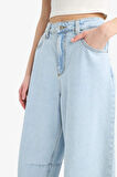 Baggy Fit Yüksek Bel Düz Paça Jean Pantolon