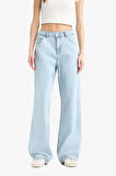 Straight Wide Yüksek Bel Düz Paça Uzun Jean Pantolon
