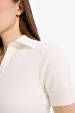 DeFacto Slim Fit Dar Kesim Fitilli Kaşkorse Kısa Kollu Polo Beyaz Tişört C6249AX25SPWT32