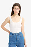 DeFacto Slim Fit Dar Kesim Kare Yaka Fitilli Kaşkorse Atlet E2173AX25SPWT32