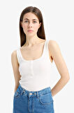 DeFacto Slim Fit Dar Kesim Kare Yaka Fitilli Kaşkorse Atlet E2173AX25SPWT32