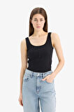 Slim Fit Dar Kesim Kare Yaka Fitilli Kaşkorse Atlet