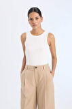 Slim Fit Dar Kesim Halter Yaka Fitilli Kaşkorse Atlet