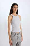 Slim Fit Dar Kesim Halter Yaka Fitilli Kaşkorse Atlet