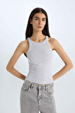 Slim Fit Dar Kesim Halter Yaka Fitilli Kaşkorse Atlet