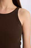 Slim Fit Dar Kesim Halter Yaka Fitilli Kaşkorse Atlet