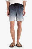 Regular Fit Degrade Baskılı File Astarlı Diz Üstü Deniz Şortu