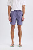 Regular Fit File Astarlı Diz Üstü Deniz Şortu