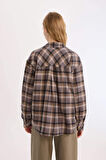 DeFacto Coool Oversize Geniş Kalıp Kareli Flanel Uzun Kollu Oduncu Ceket Gömlek D5309AX24AUBG453