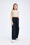 DeFacto Kız Çocuk Beli Lastikli Wide Leg Geniş Bol Paça Pamuklu Pantolon D7611A825SMBK27
