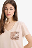 DeFacto Regular Fit V Yaka Cepli Kısa Kollu Tişört U3769AZ25SPBG107