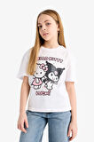 Kız Çocuk Hello Kitty Relax Fit Bisiklet Yaka Kısa Kollu Tişört