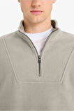 Boxy Fit Dik Yaka Yarım Fermuarlı Polar Sweatshirt 