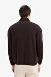 Boxy Fit Dik Yaka Yarım Fermuarlı Polar Sweatshirt 