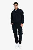 Boxy Fit Dik Yaka Yarım Fermuarlı Polar Sweatshirt 