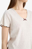 DeFacto Pijama Takımı Kısa Kollu Üst Esnek Belli Uzun Altı-Fall in Love E9229AX25SPBG588