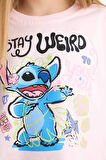 Kız Çocuk Disney Lilo & Stitch Bisiklet Yaka Kısa Kollu Tişört