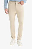 Slim Fit Dar Kesim Dar Paça Dokulu Pantolon