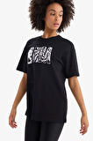 DeFactoFit NBA Wordmark Oversize Geniş Kalıp Bisiklet Yaka Kısa Kollu Tişört B3961AX25SPBK81