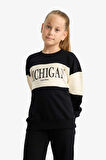 Kız Çocuk 2'li Takım Baskılı Sweatshirt Eşofman Altı