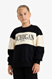 Kız Çocuk 2'li Takım Baskılı Sweatshirt Eşofman Altı