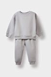 Erkek Bebek 2'li Takım Basic Düz Sweatshirt Eşofman Altı 