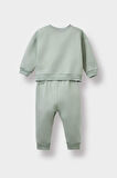 Erkek Bebek 2'li Takım Baskılı Sweatshirt Beli Lastikli Eşofman Altı