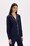 DeFacto Pijama Takımı Regular Fit Uzun Kollu Üst Uzun Altı-Fall in Love E2246AXNSNV31