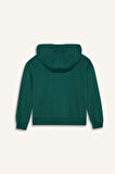 Kız Çocuk Kapüşonlu Basic Düz Cepli Fermuarlı Sweatshirt