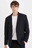 Slim Fit Dar Kesim Astarlı Blazer Ceket