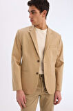 Slim Fit Dar Kesim Astarlı Blazer Ceket