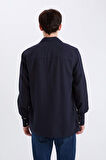 DeFacto Regular Fit Pamuklu Basic Düz Keten Görünümlü Uzun Kollu Gömlek D7079AX25SPNV82