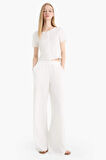 Coool Wide Leg Beli Lastikli Krep Pantolon
