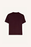 DeFacto Slim Fit Dar Kesim Yarım Balıkçı Yaka Basic Düz Kısa Kollu Bordo Tişört D9758AX24WNBR34