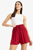 Beli Lastikli Kısa Paça Krinkıl Viskon Şort