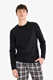DeFacto Regular Fit Pijama Takımı Uzun Kollu Üst Beli Lastikli Kareli Alt E0510AX25SPBK81