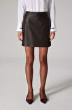 DeFacto x Sorbe A Kesim Yüksek Bel Suni Deri Mini Etek D9717AX24AUBN225